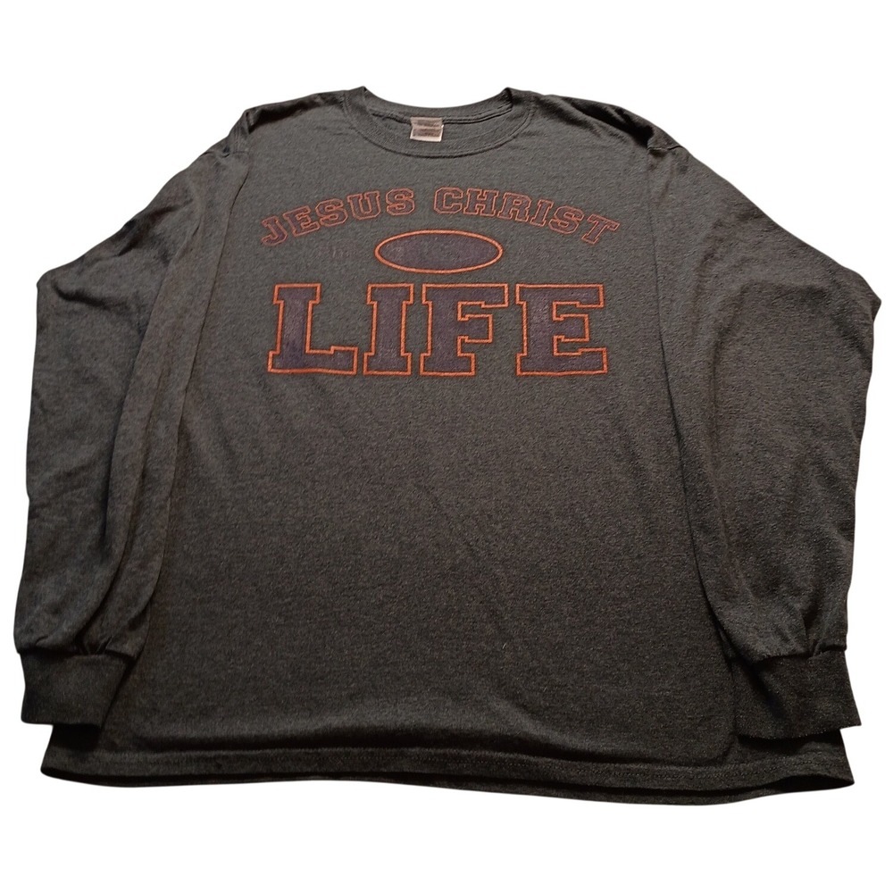 Gildan T-Shirt Men's Wheaton Thunder Wrestling Christian Long Sleeve Gray Size L